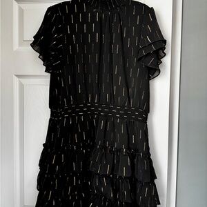 Express Black and Gold Asymmetrical Dress